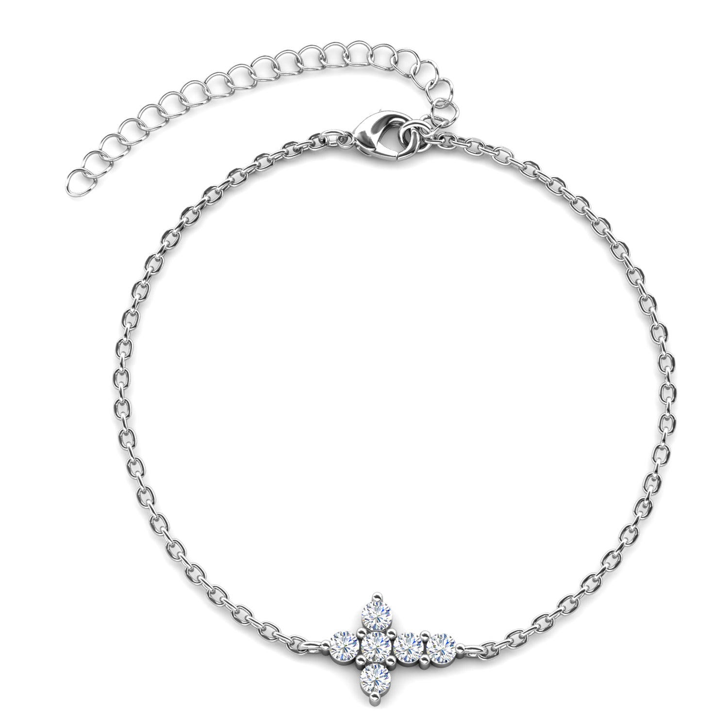 Zuri 18k White Gold Plated Cross Bracelet & Blessed by Faith Tan Sand Card