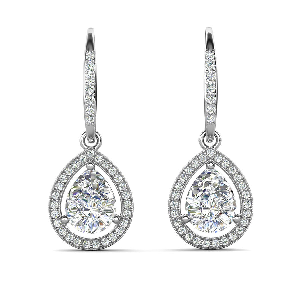 Ivy, Alessandra, Isabel Drop Dangle White Gold Plated Earrings for Women (3 Pair Set)