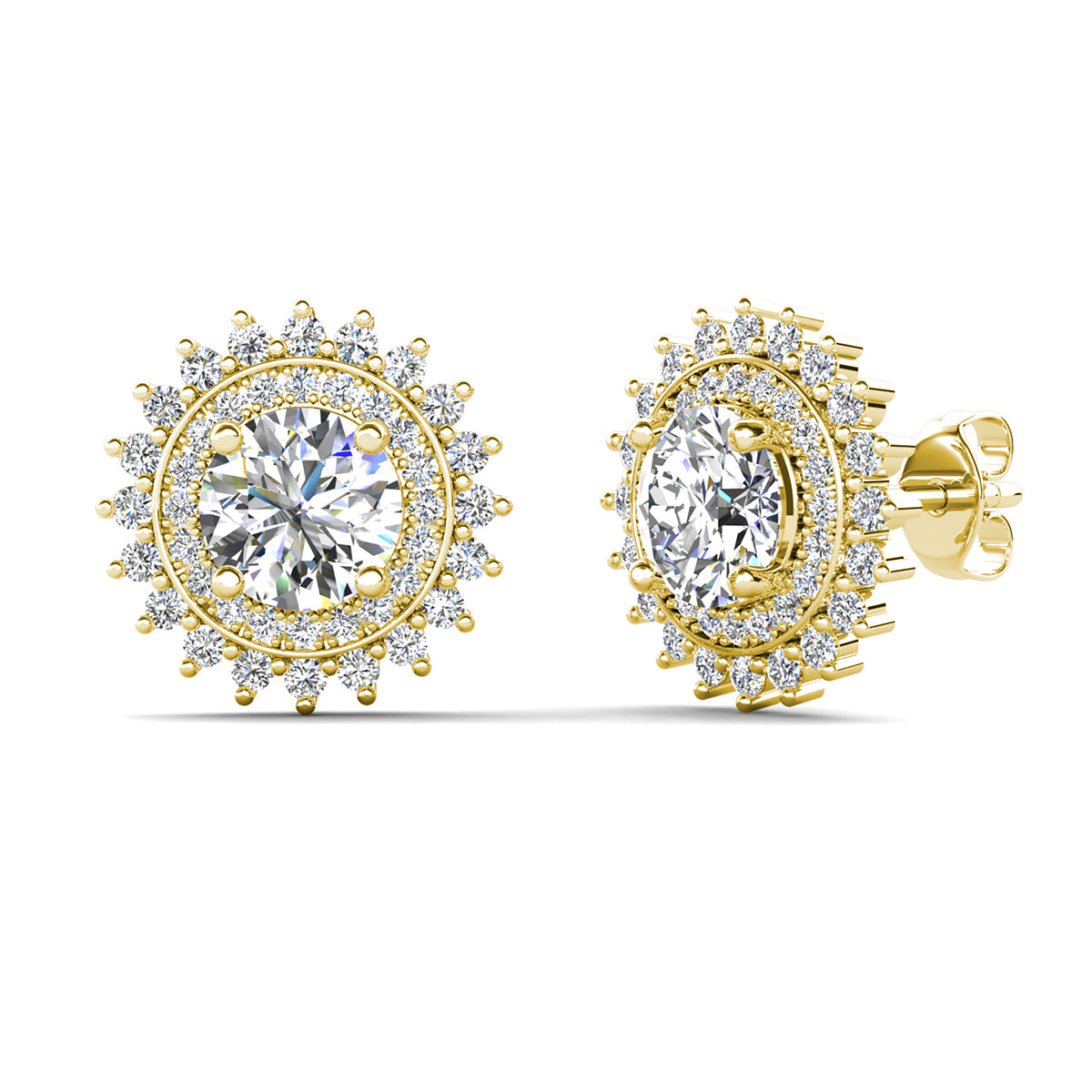 Cordelia 18k White Gold Plated Stud Earrings with Round Cut Simulated Diamond Crystals