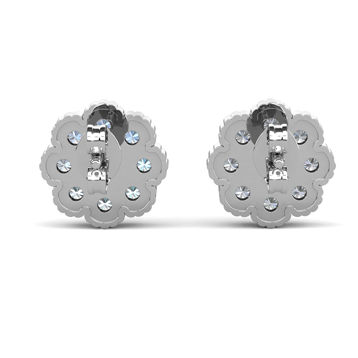 Alyssa 18k White Gold Plated Sterling Silver Flower Stud Earrings with Simulated Diamond Crystals