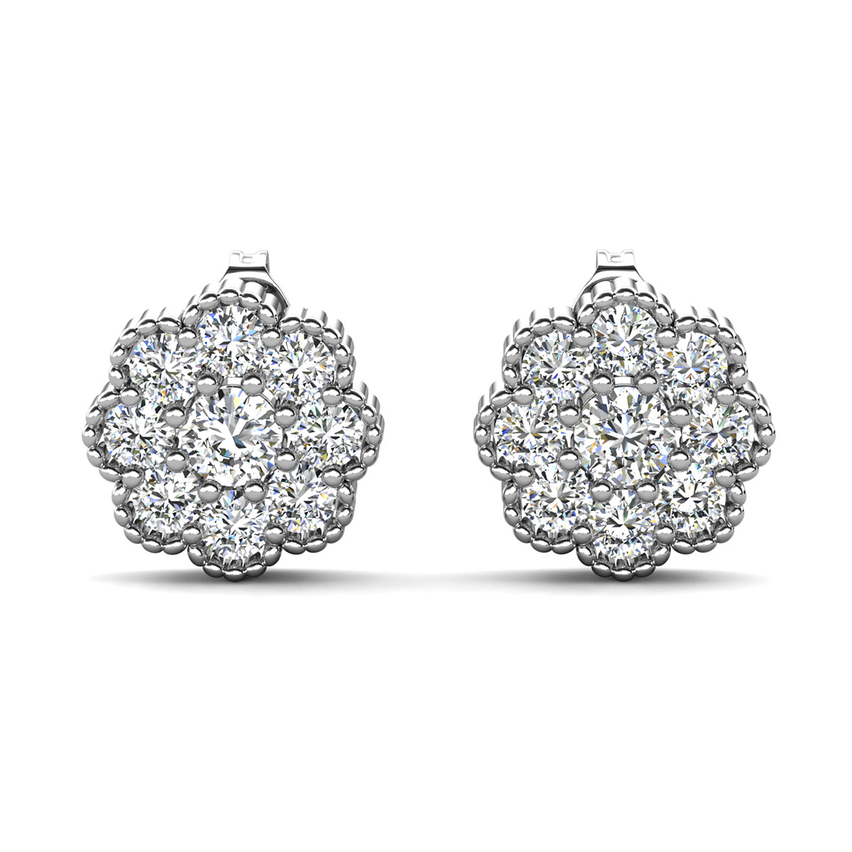 Alyssa 18k White Gold Plated Sterling Silver Flower Stud Earrings with Swarovski Crystals