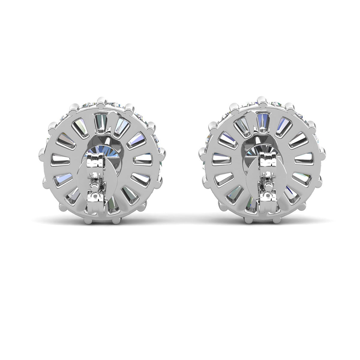 Ellee 18k White Gold Plated Stud Earrings with Simulated Diamond Crystals