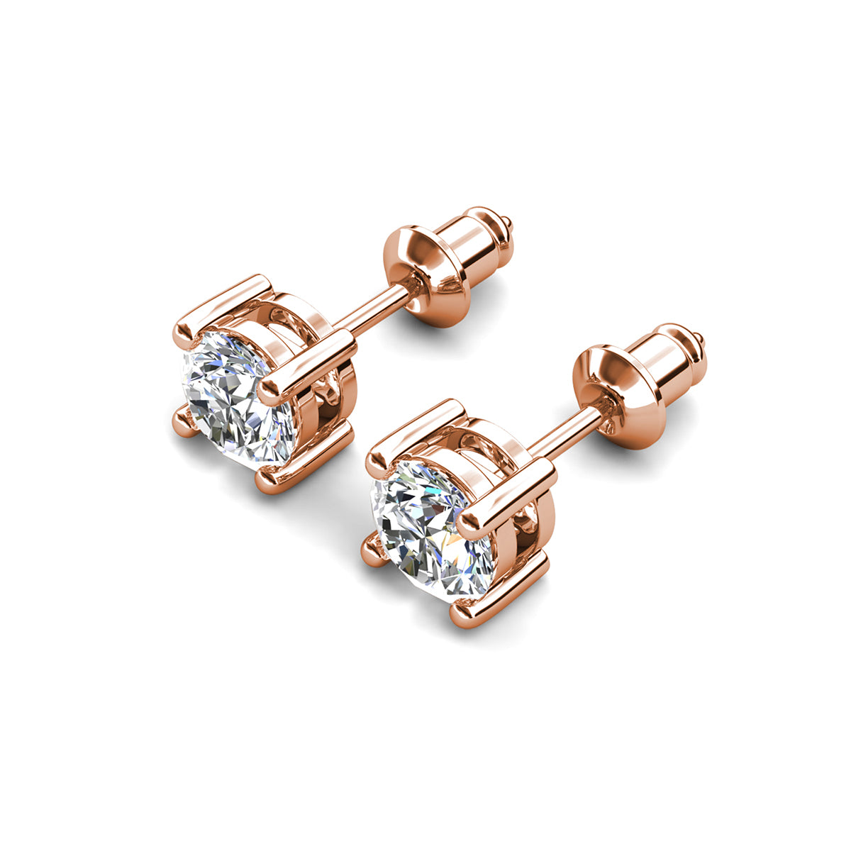 Mia 14k White Gold Plated Sterling Silver Stud Earrings with Simulated Diamond Crystals