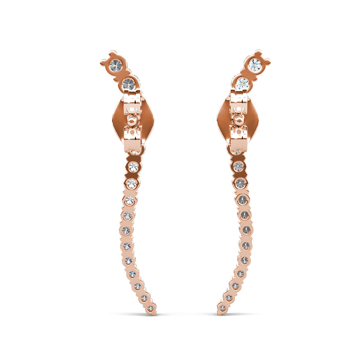 Isabella 18k White Gold Plated Sterling Silver Ear Climber Earrings with  Swarovski Crystals