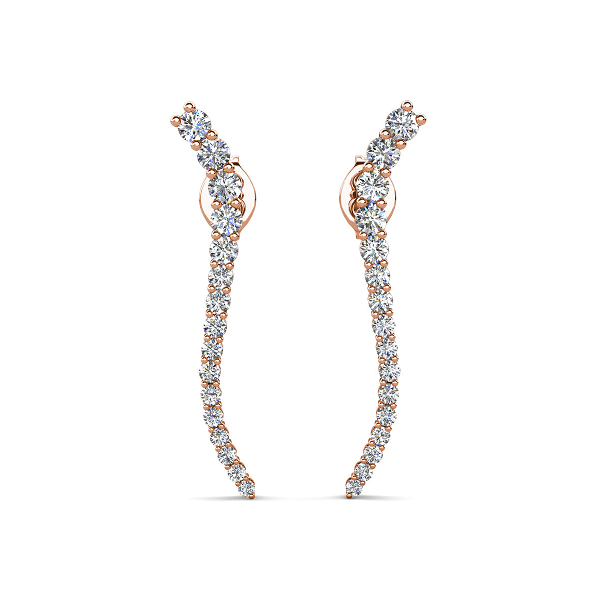 Isabella 18k White Gold Plated Sterling Silver Ear Climber Earrings with  Swarovski Crystals