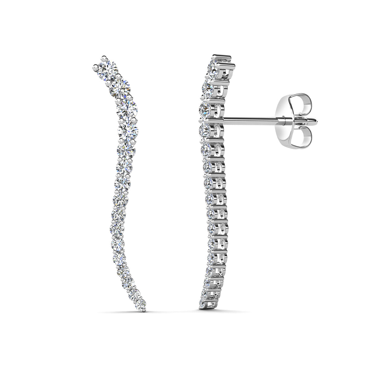 Isabella 18k White Gold Plated Sterling Silver Ear Climber Earrings with  Swarovski Crystals