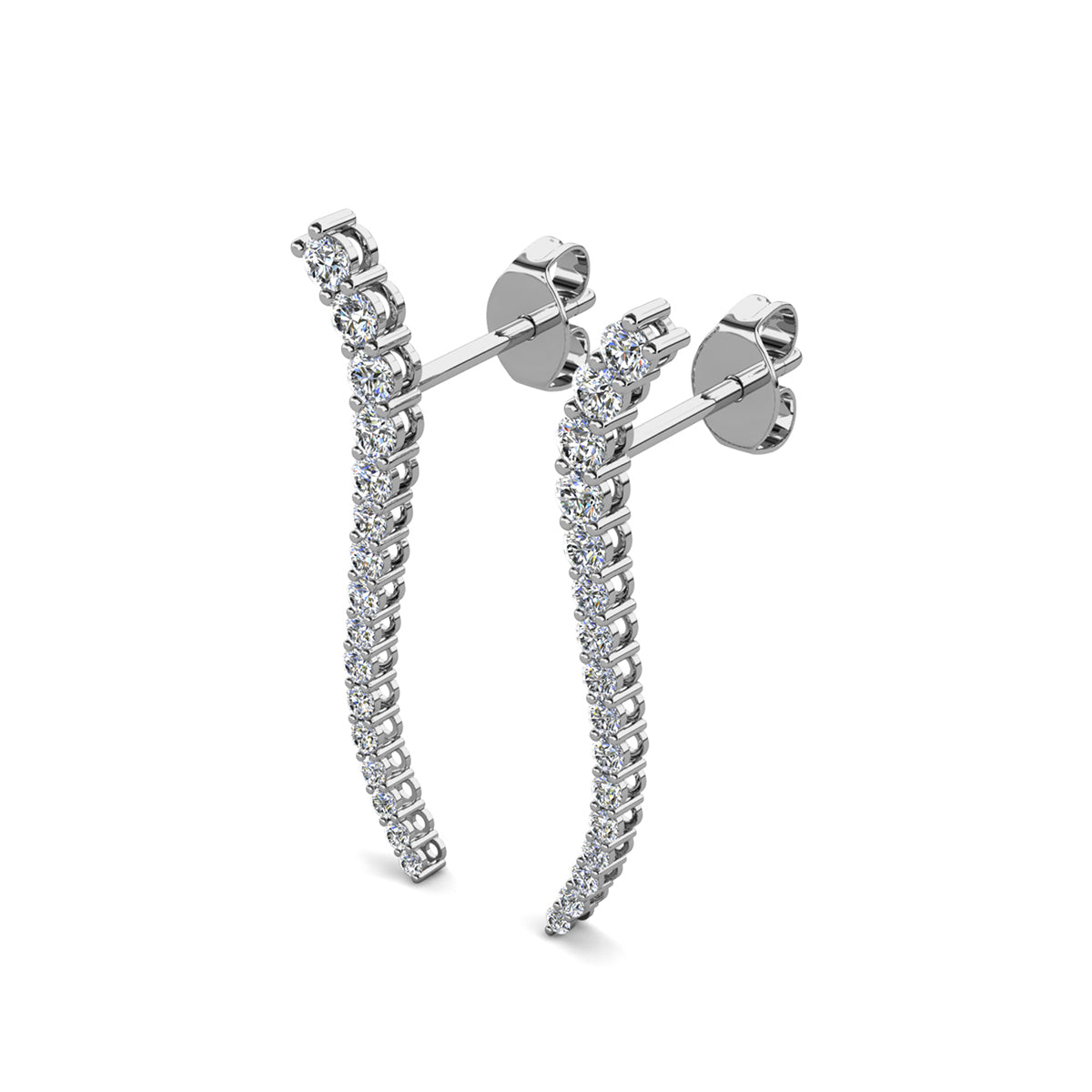 Isabella 18k White Gold Plated Sterling Silver Ear Climber Earrings with  Swarovski Crystals