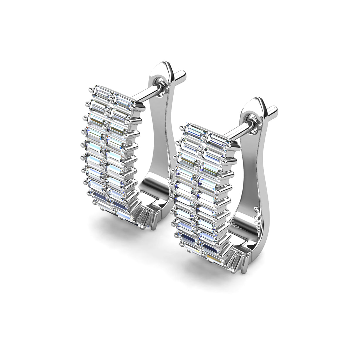 Pixie 18k White Gold Plated Hoop Earrings with Simulated Diamond Crystals