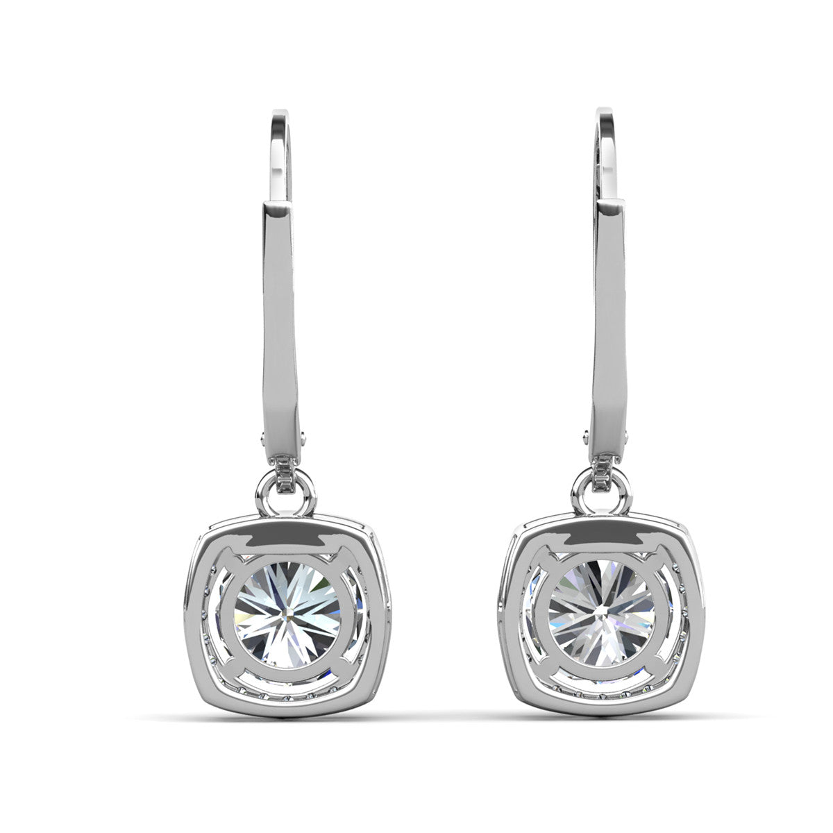 Freya 18k White Gold Plated Halo Drop Earrings with Simulated Diamond Crystals