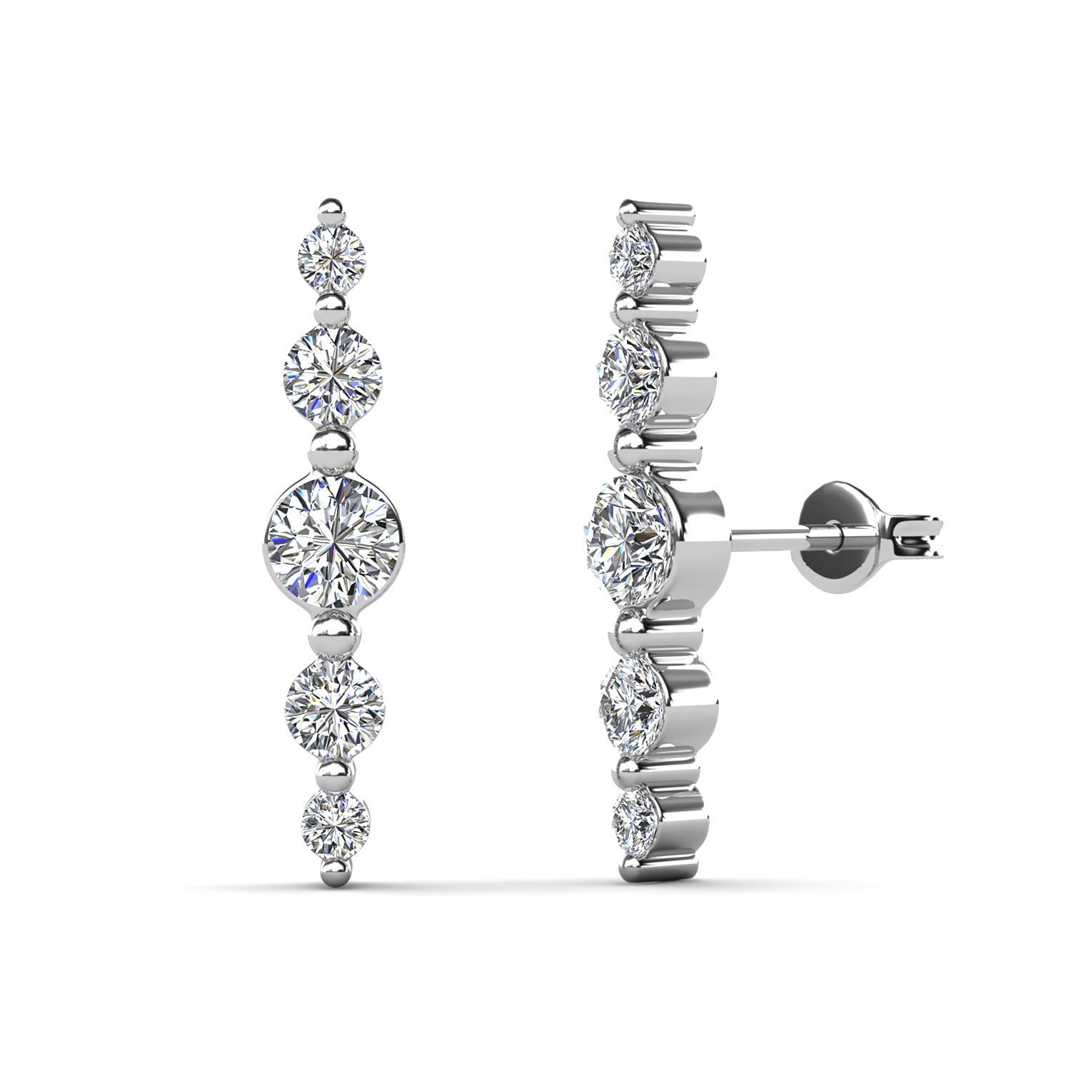 Theadora 18k White Gold Plated Linear Drop Earrings with Swarovski Crystals