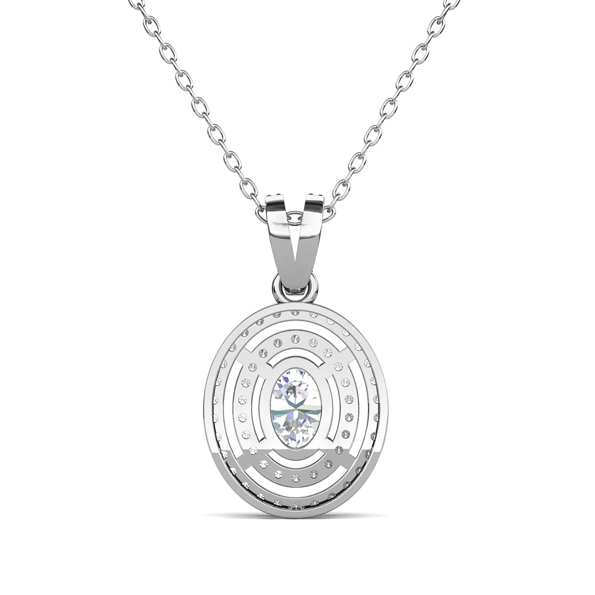 Zelda 18k White Gold Plated Pendant Necklace with Simulated Diamond Crystals