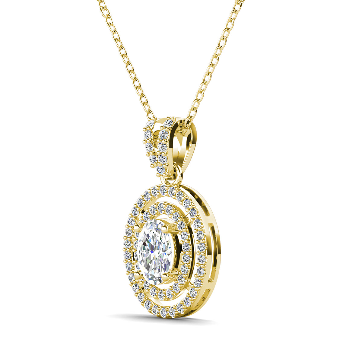 Zelda 18k White Gold Plated Pendant Necklace with Simulated Diamond Crystals