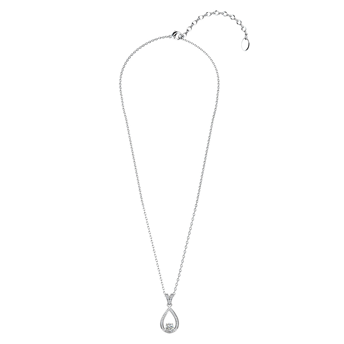 Arabella 18k White Gold Plated Teardrop Necklace with Simulated Diamond Crystals