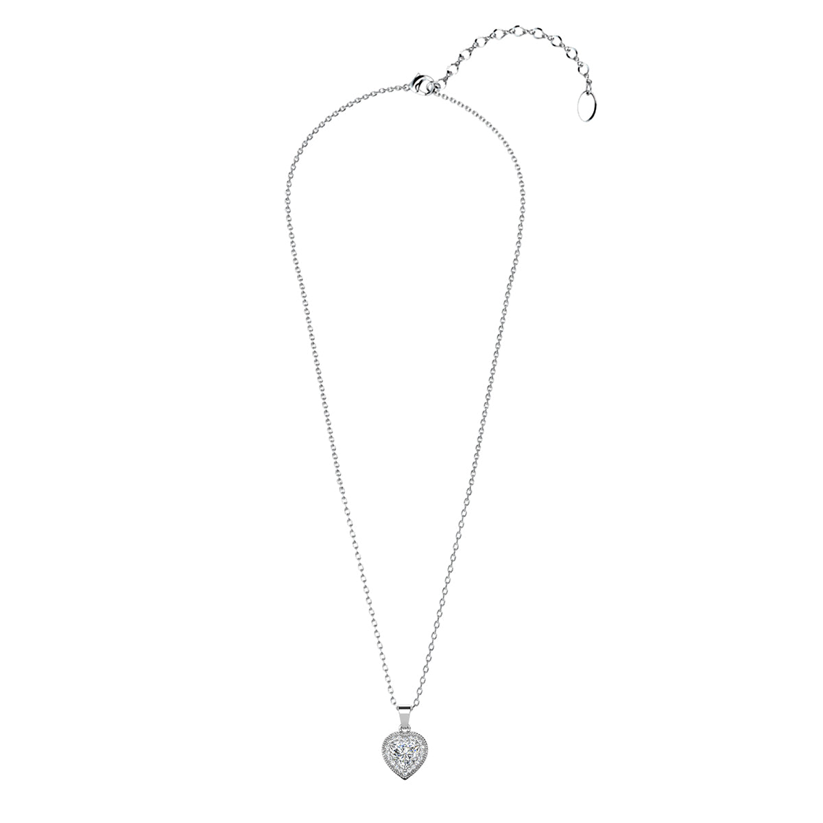 Coraline 18k White Gold Plated Heart Pendant Necklace with Simulated Diamond Crystals