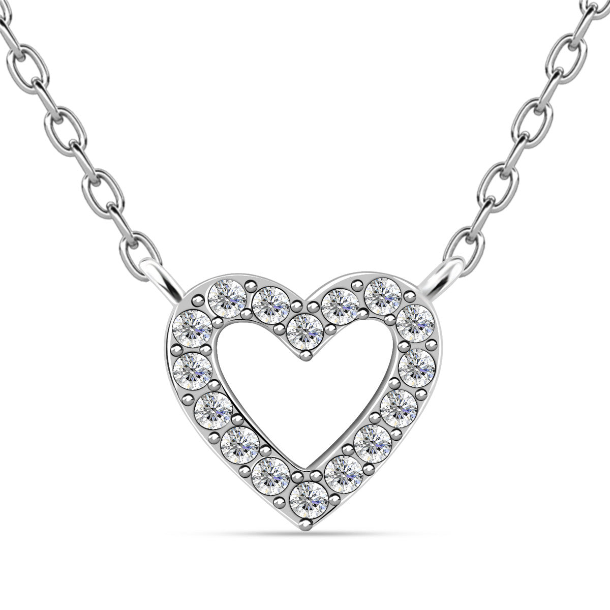 Piper 18k White Gold Plated Heart Pendant Necklace with Swarovski Crystals