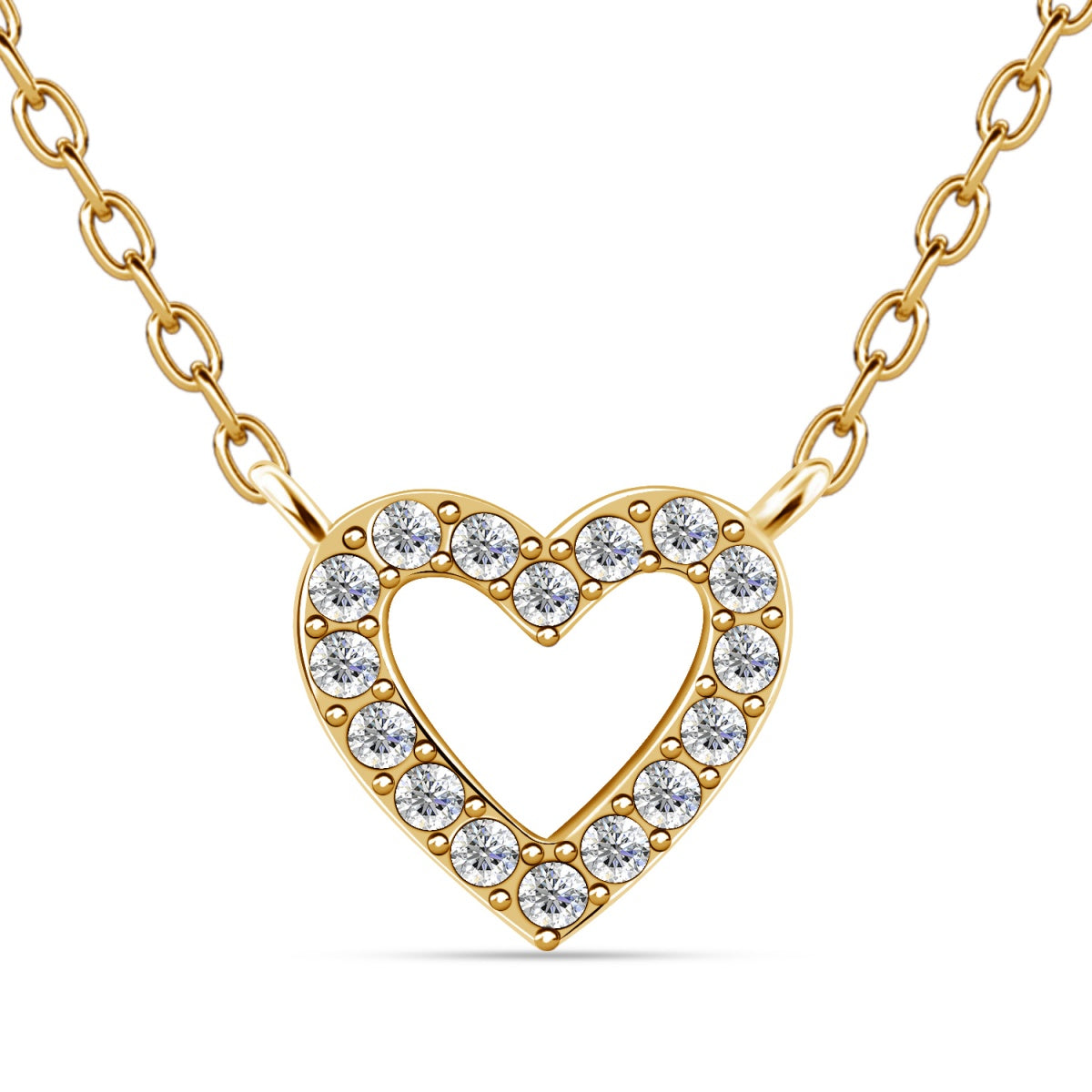 Piper 18k White Gold Plated Heart Pendant Necklace with Swarovski Crystals