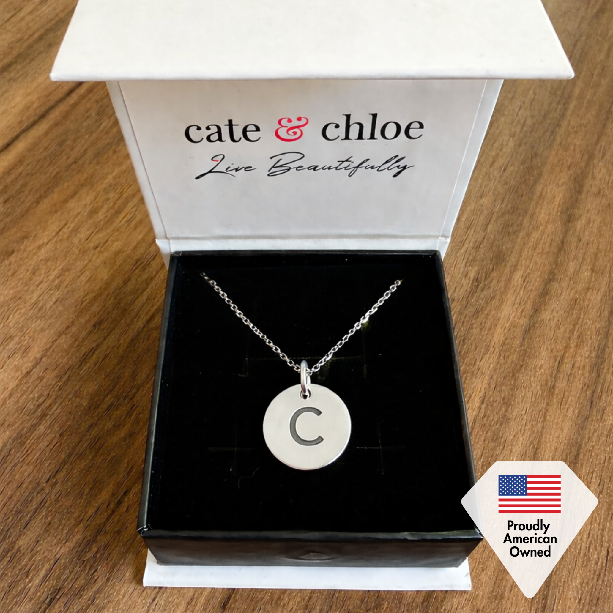 Summer Collection 18k White Gold Plated Engraved Initial Letter Pendant Necklace