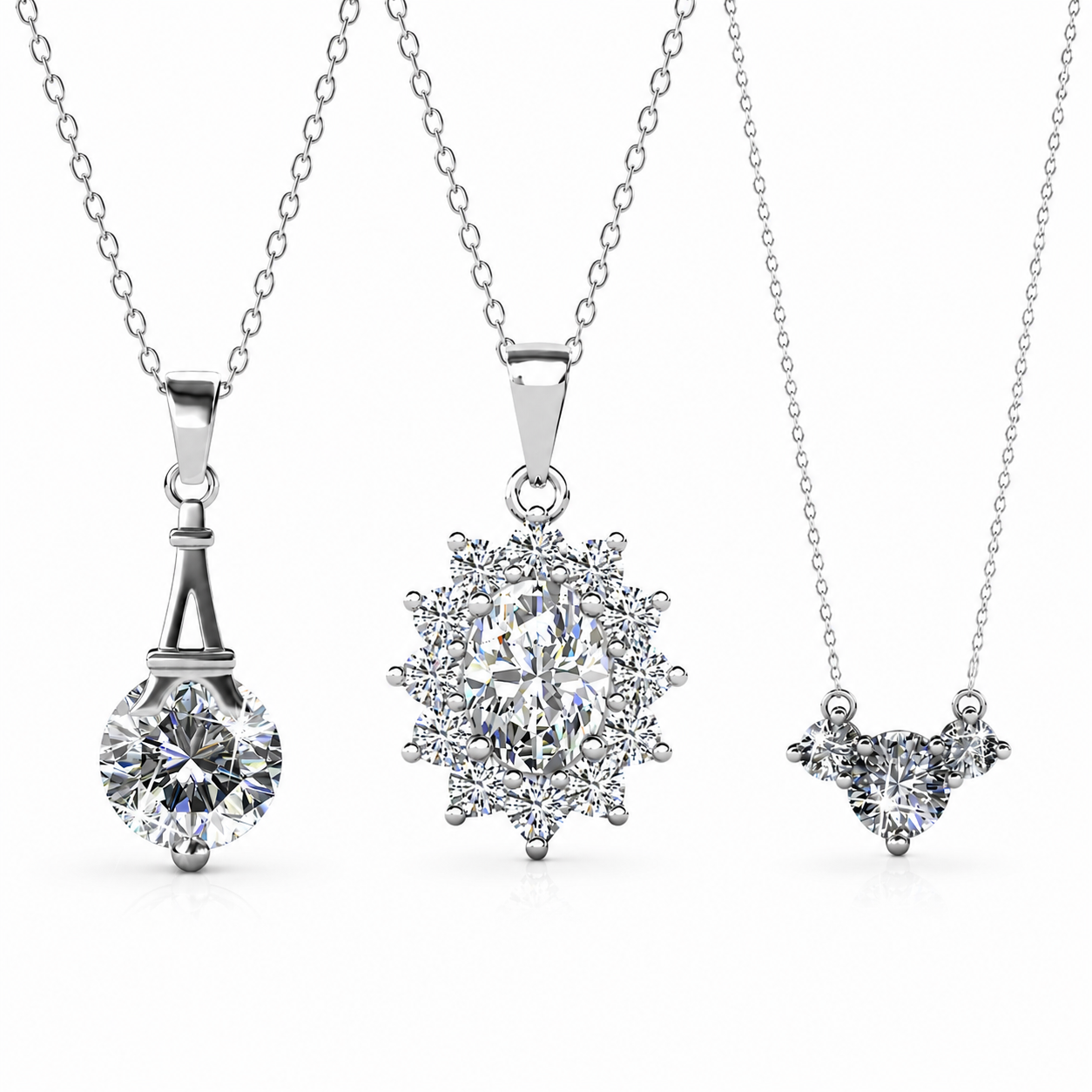 Calliope, Sage, Isla 18k White Gold Plated Necklace for Women (Set of 3)