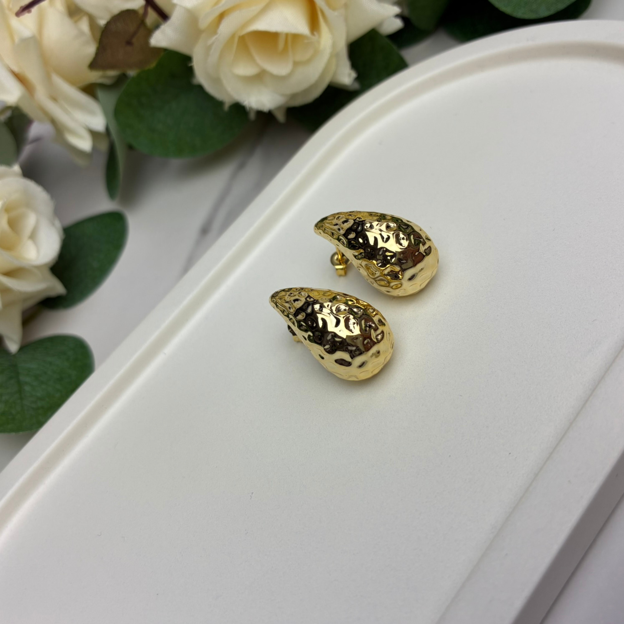Candice 18k White Gold Plated Teardrop Stud Earrings