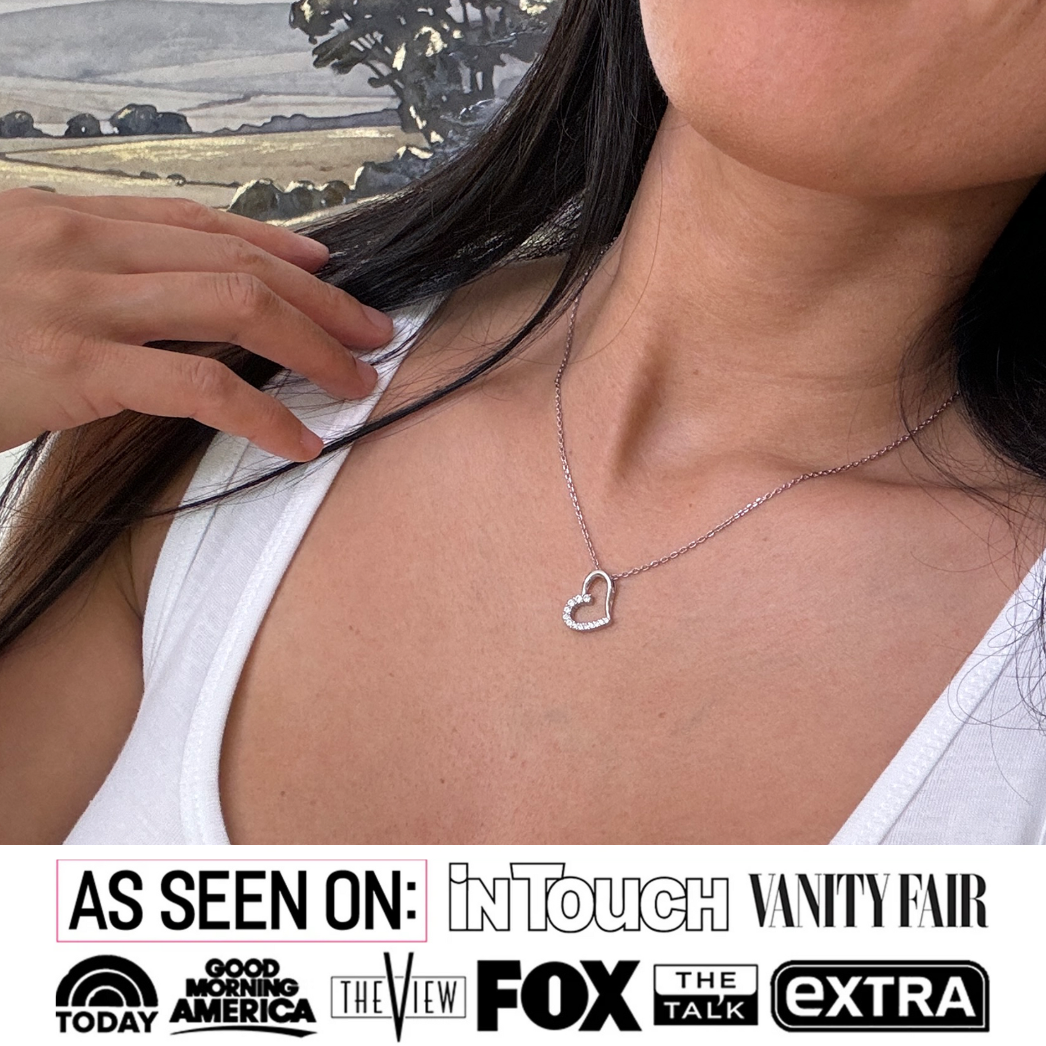 Capri 18k White Gold Plated Silver Heart Necklace with Swarovski Crystals