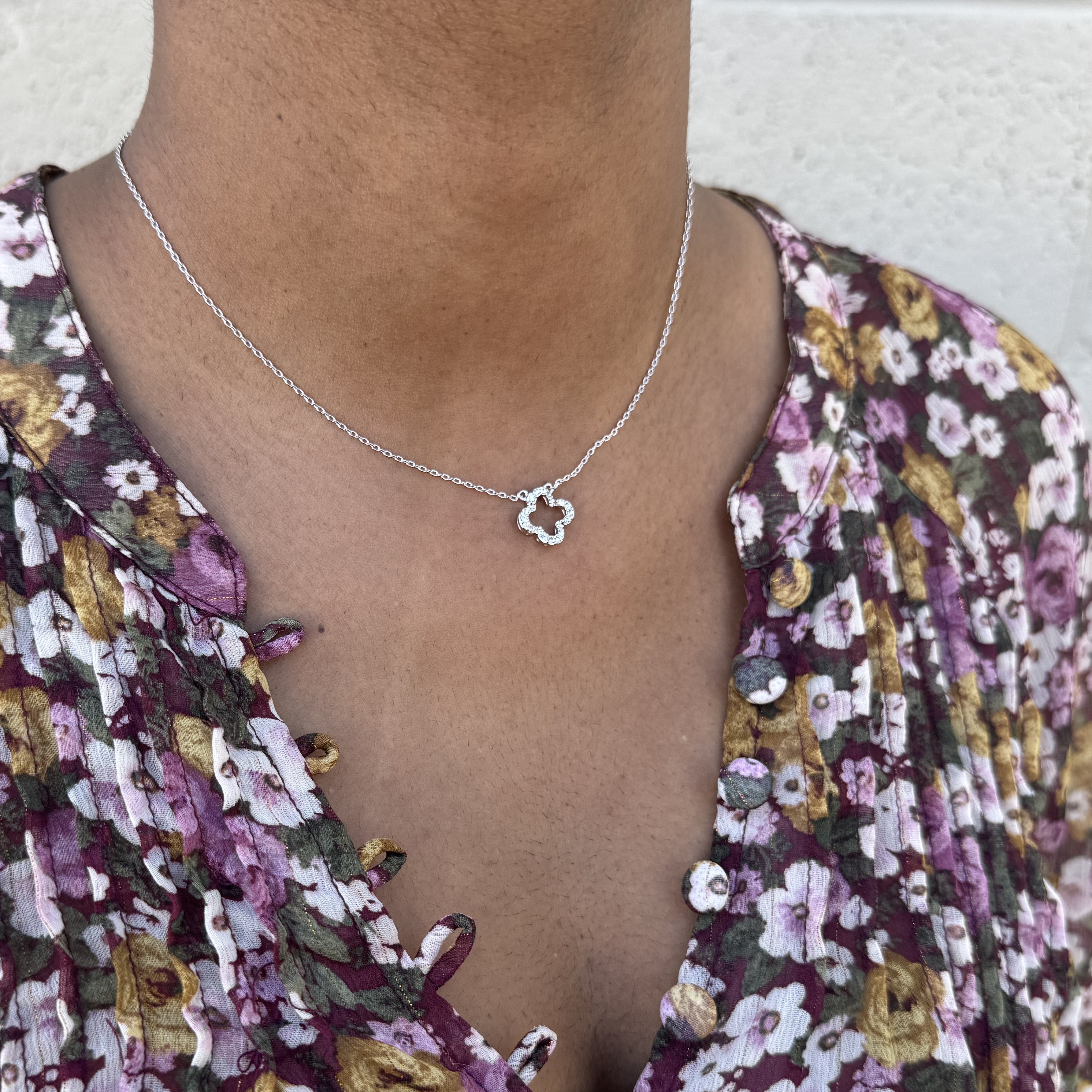 Cassandra 18k White Gold Plated Necklace with Swarovski Crystals
