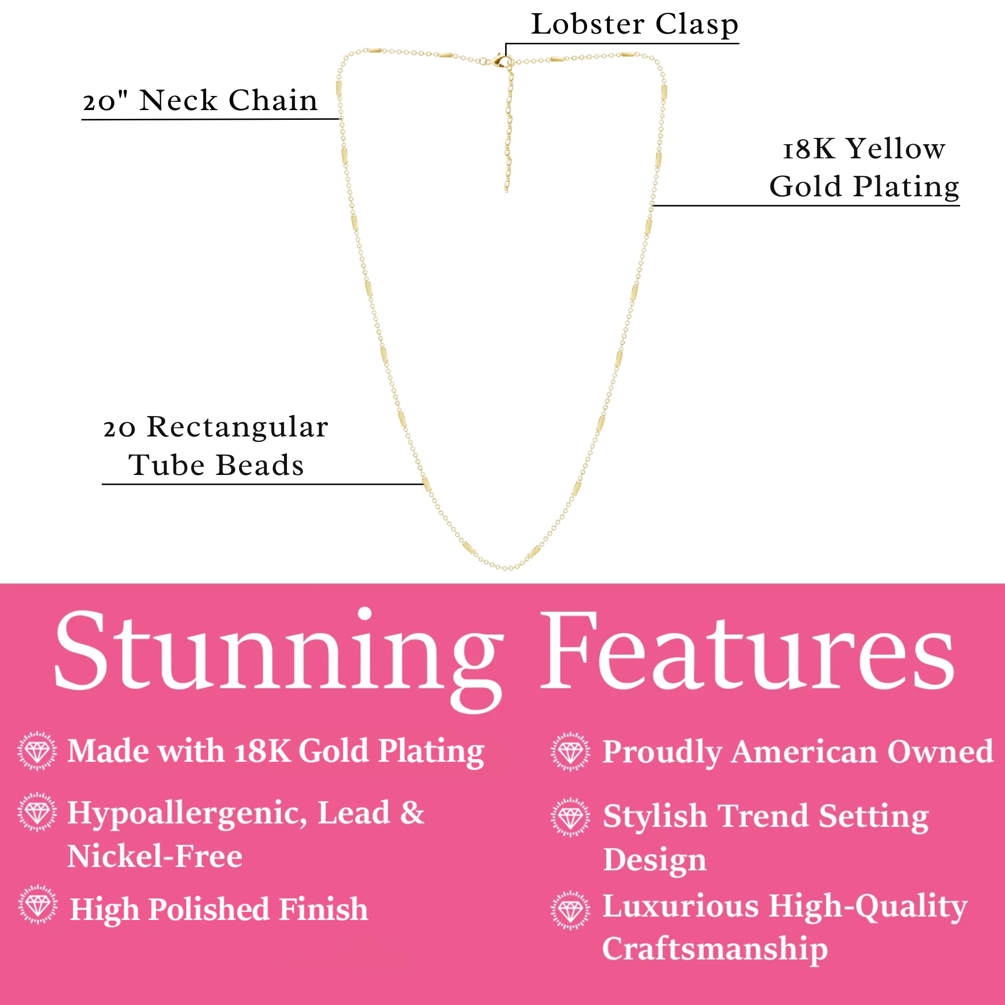 Cassidy 18k White Gold Plated Stacking Necklace Chain