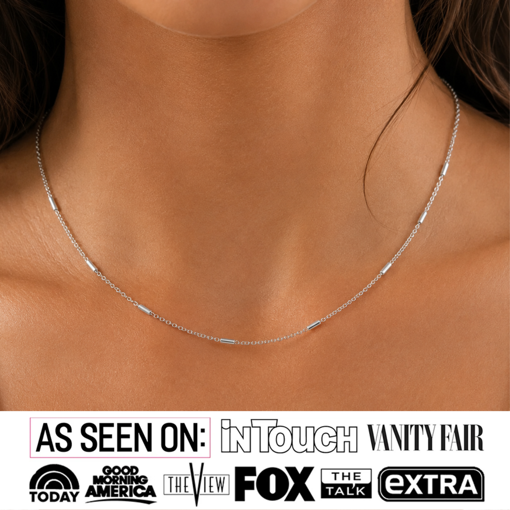 Cassidy 18k White Gold Plated Stacking Necklace Chain
