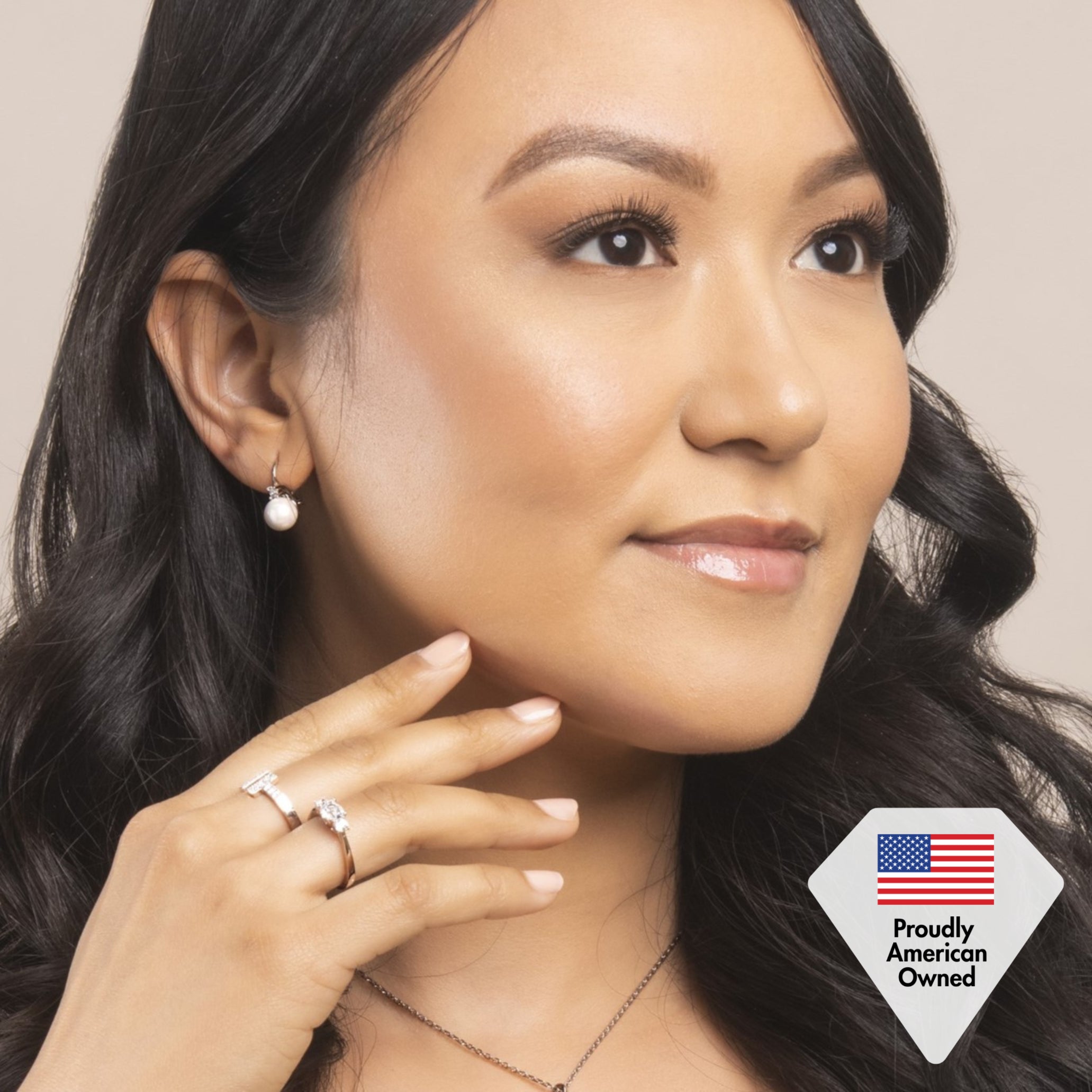 Cassie 18k White Gold Plated Pearl Drop Earrings with Swarovski Crystals