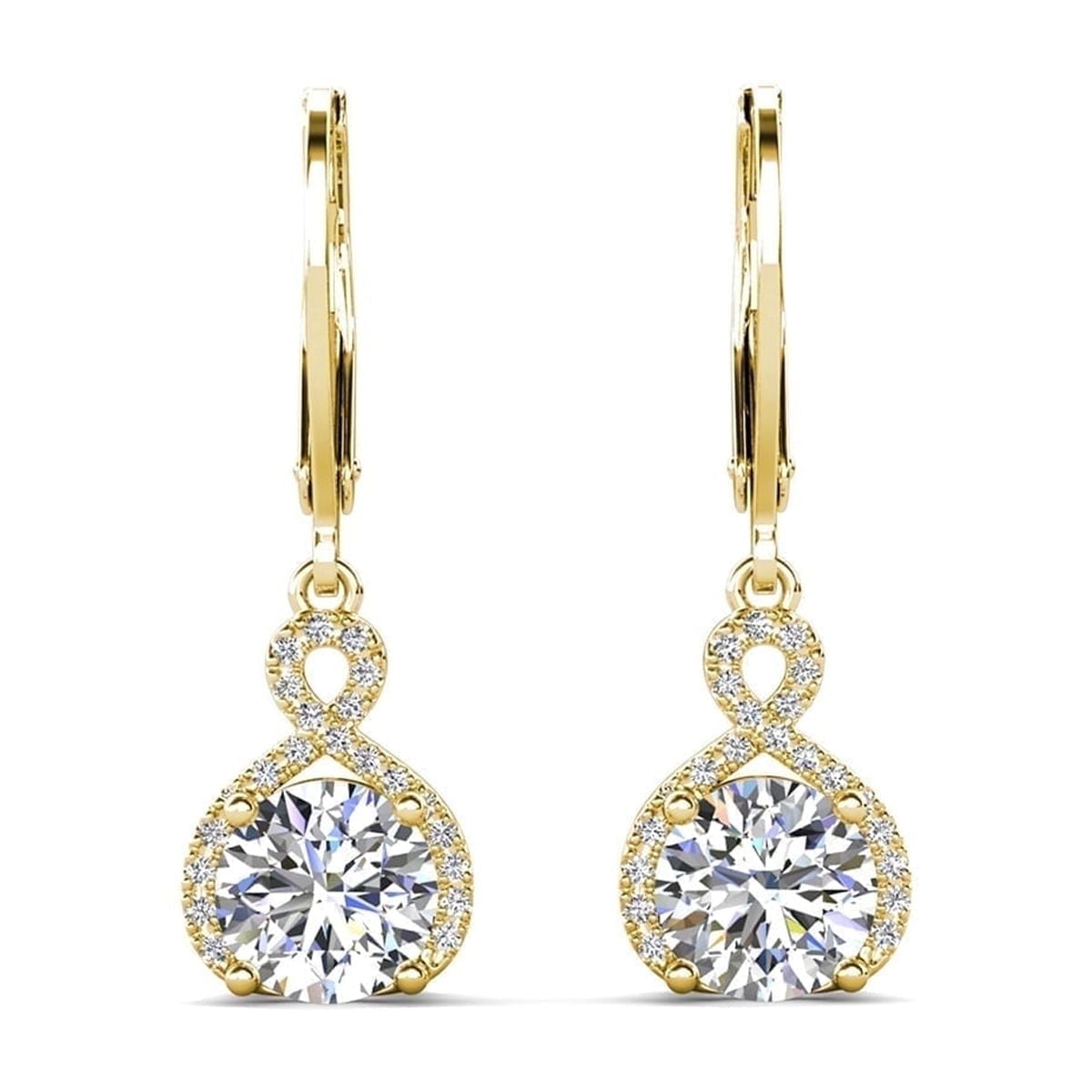Alessandra 18k White Gold Plated Infinity Drop Earrings with Simulated Diamond Crystals