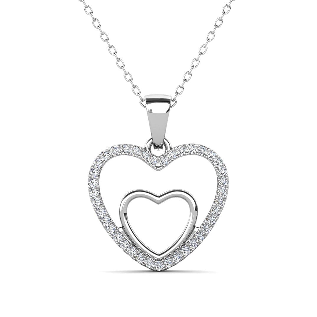 Amorette 18k White Gold Plated Necklace with Swarovski Crystals & Heartfelt Message for Daughter