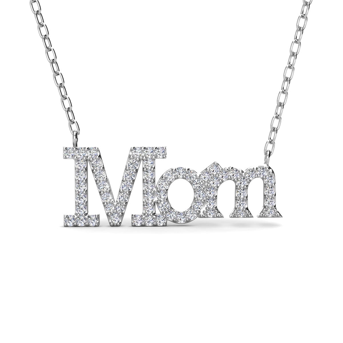 Carrie 18k White Gold Plated Necklace with Swarovski Crystals & Heartfelt Message for Mom