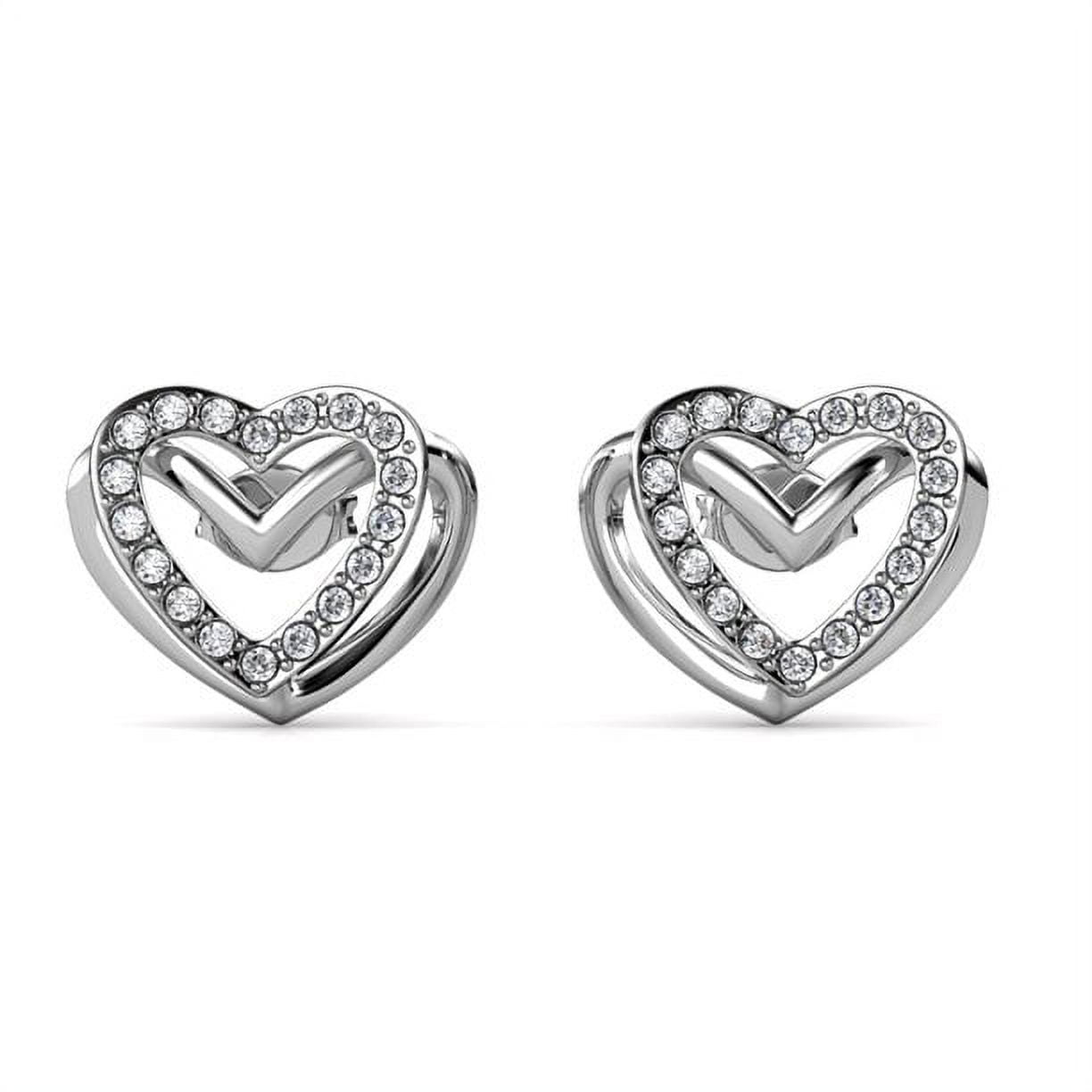 Cathy 18k White Gold Plated Crystal Heart Stud Earrings