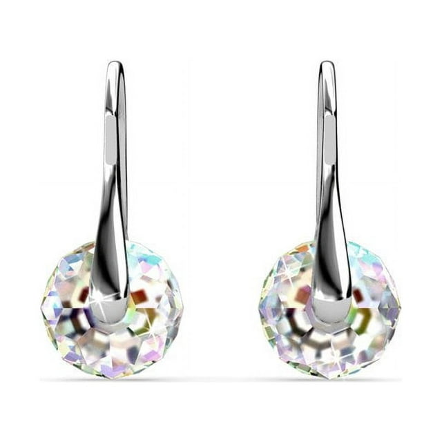 Destiny 18k White Gold Plated Drop Earrings with Swarovski Crystals