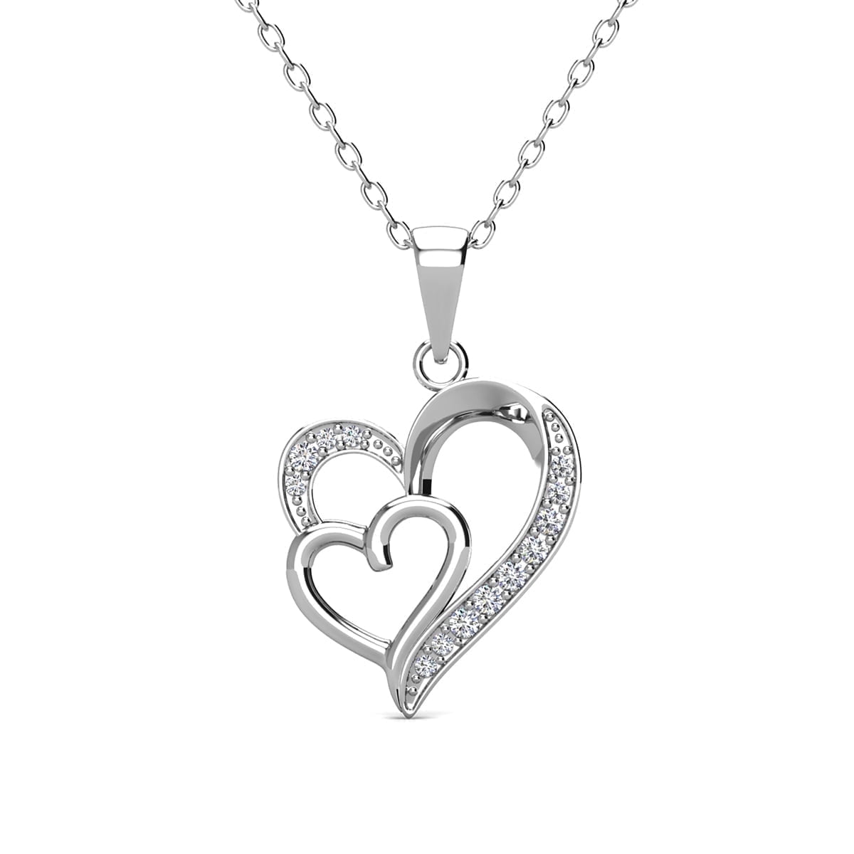 Jennifer 18k White Gold Plated Heart Necklace with Swarovski Crystals & Heartfelt Message for Daughter