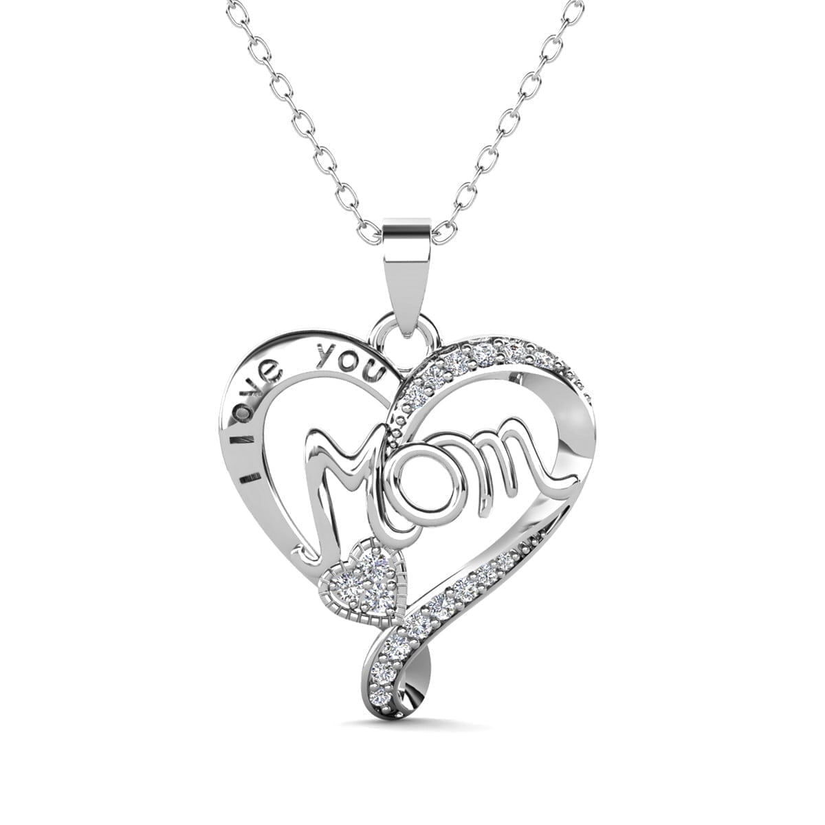 Karina 18k White Gold Plated Necklace with Swarovski Crystals & Heartfelt Message for Mom
