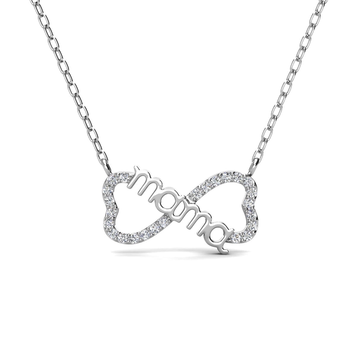 Lisa 18k White Gold Plated Infinity Necklace with Swarovski Crystals & Heartfelt Message for Mom