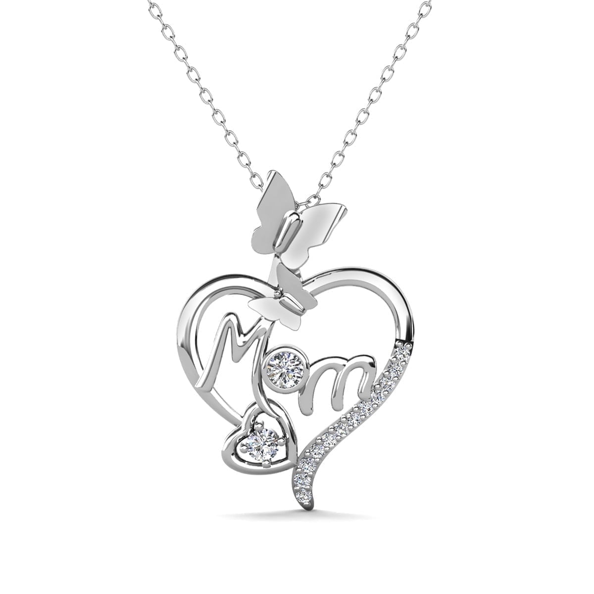 Mabel 18k White Gold Plated Necklace with Swarovski Crystals & Heartfelt Message for Mom