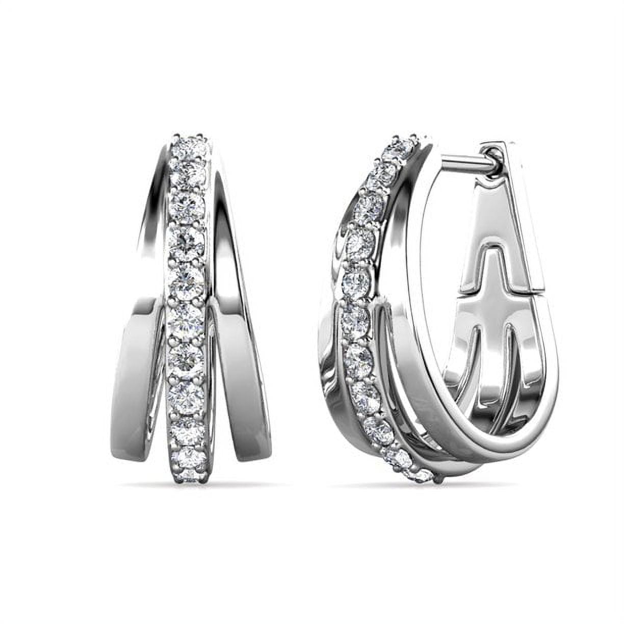 Bella 18k White Gold Plated Crystal Hoop Earrings