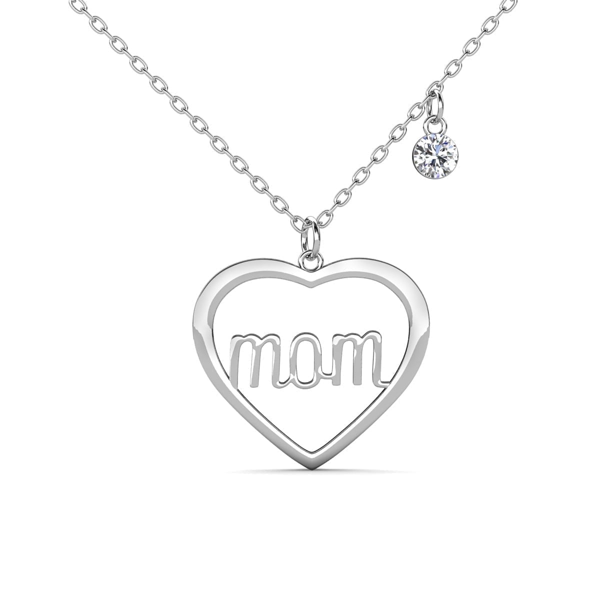 Melody 18k White Gold Plated Necklace with Swarovski Crystals & Heartfelt Message for Mom