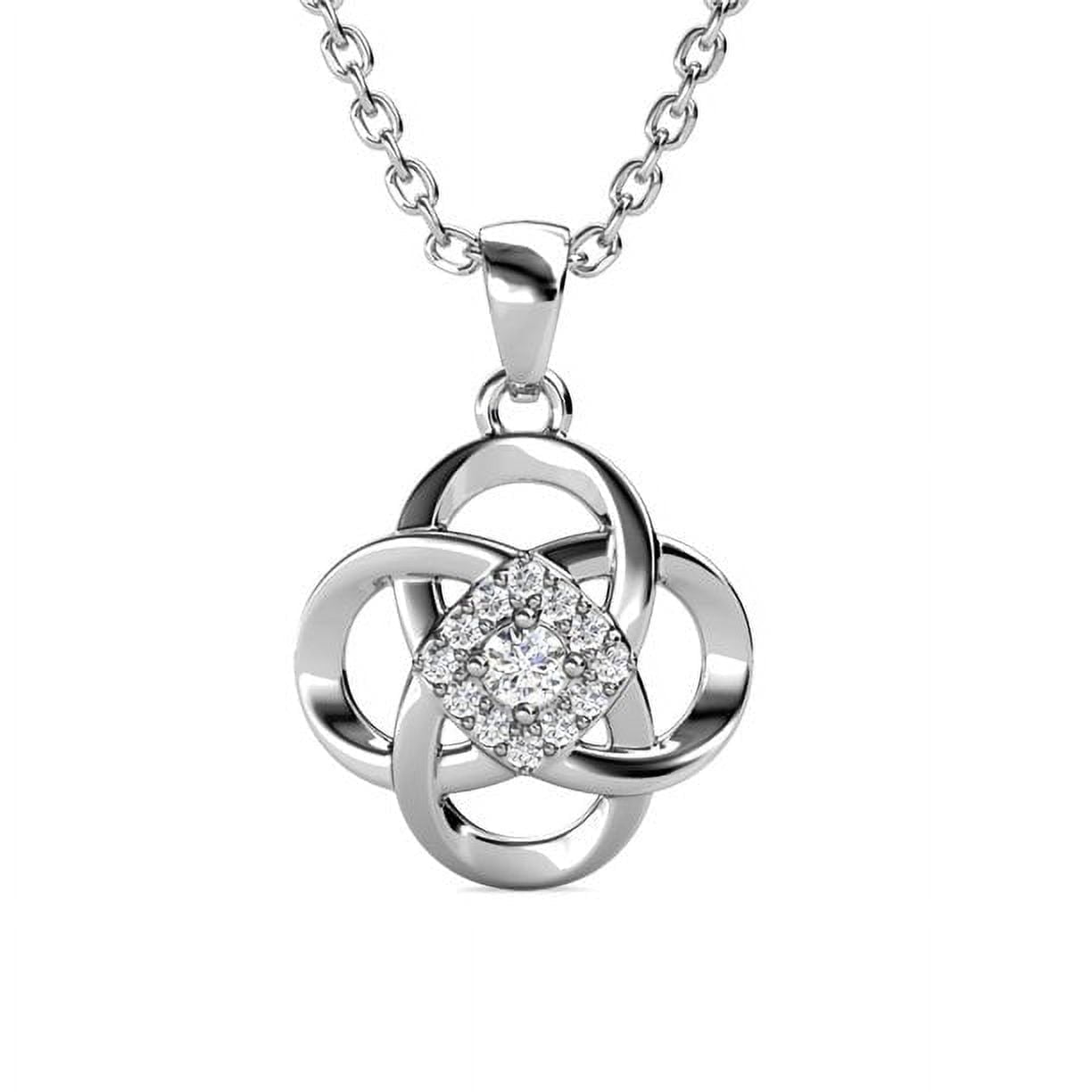 Nyssa 18k White Gold Plated Flower Pendant Necklace with Swarovski Crystals & Sentimental Message for Daughter