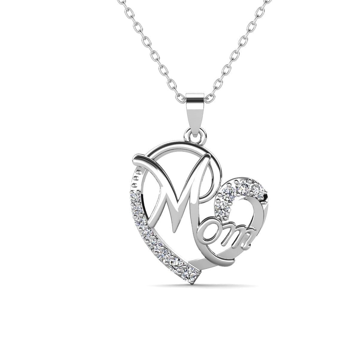 Persephone 18k White Gold Plated Necklace with Swarovski Crystals & Heartfelt Message for Mom