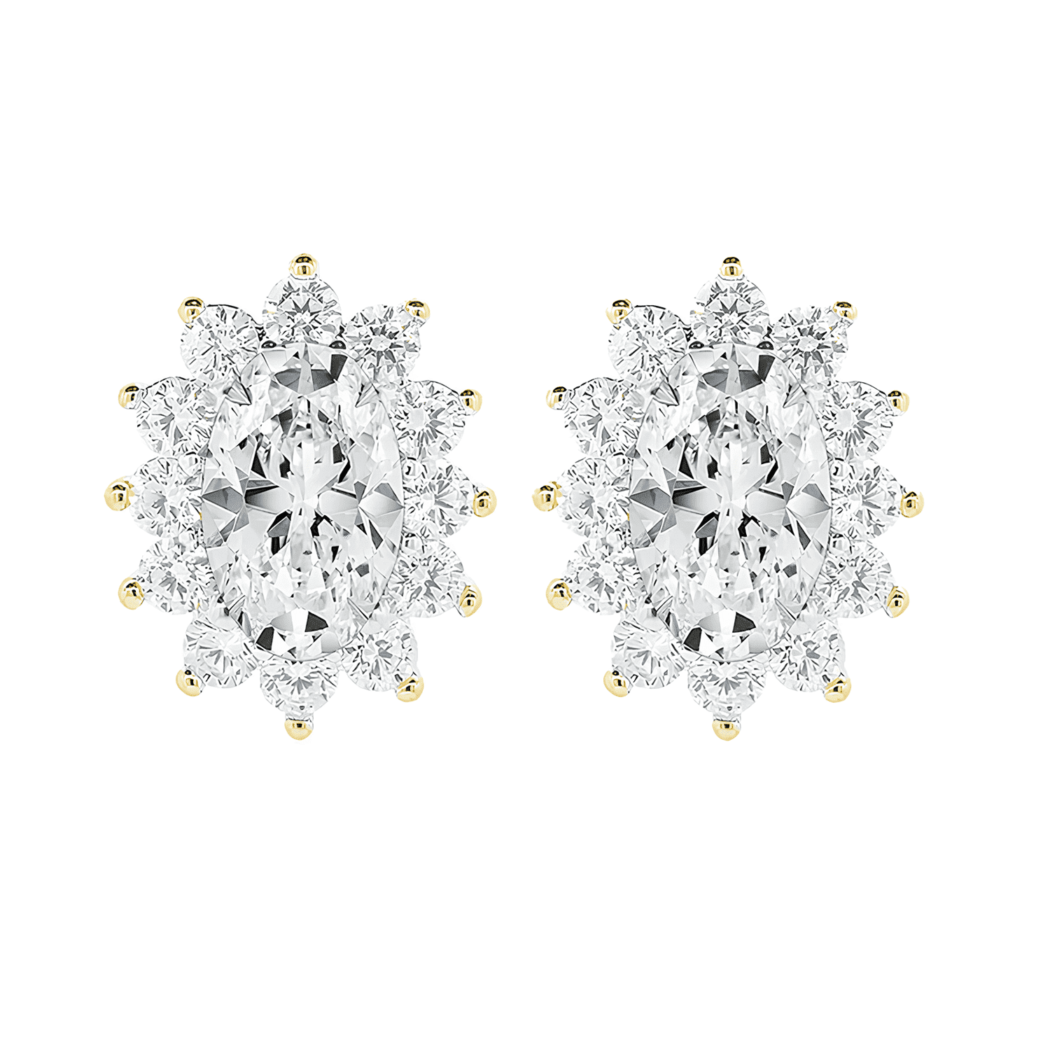 Sage 18k White Gold Plated Stud Earrings with Oval Cut Simulated Diamond Crystals