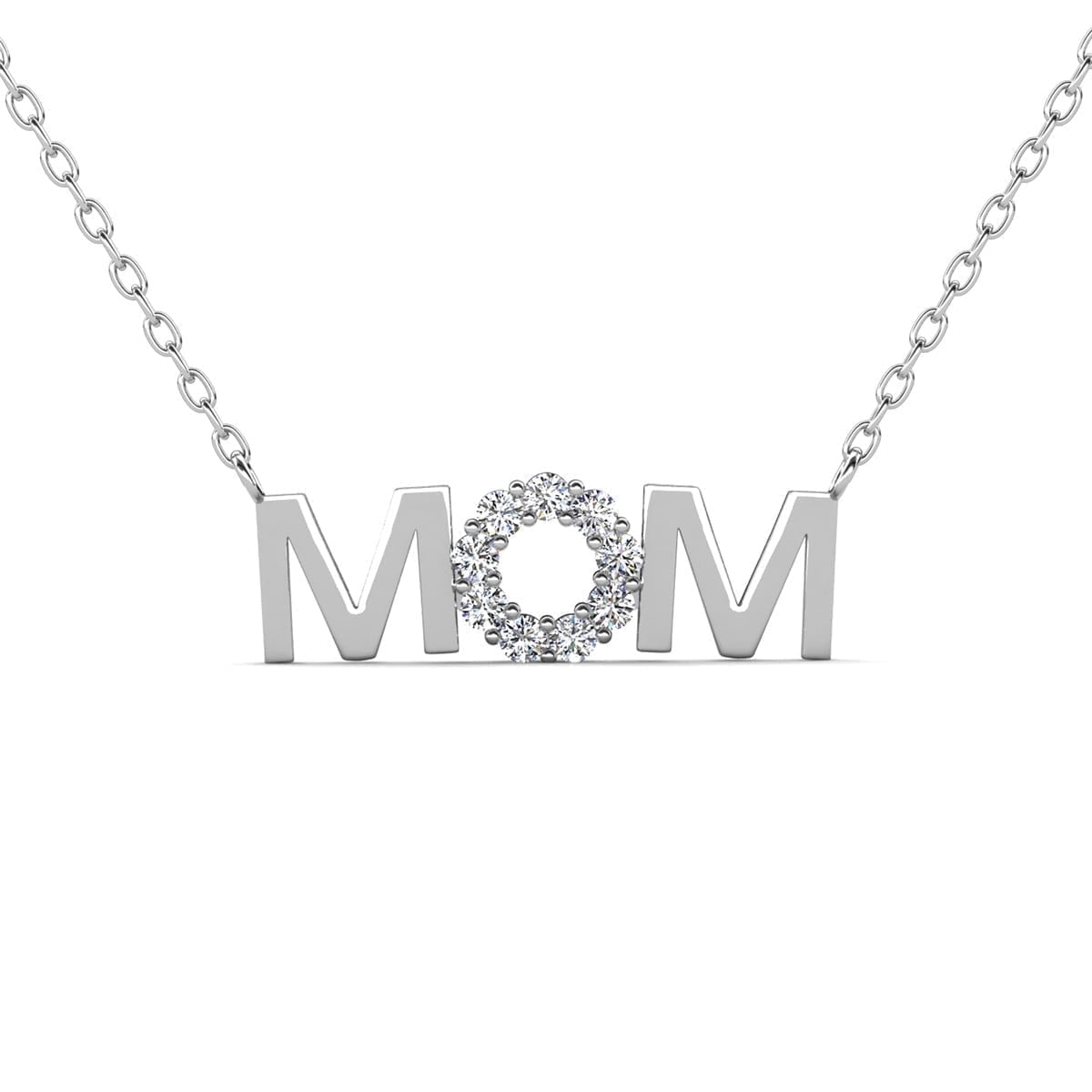 Savannah 18k White Gold Plated Necklace with Swarovski Crystals & Heartfelt Message for Mom