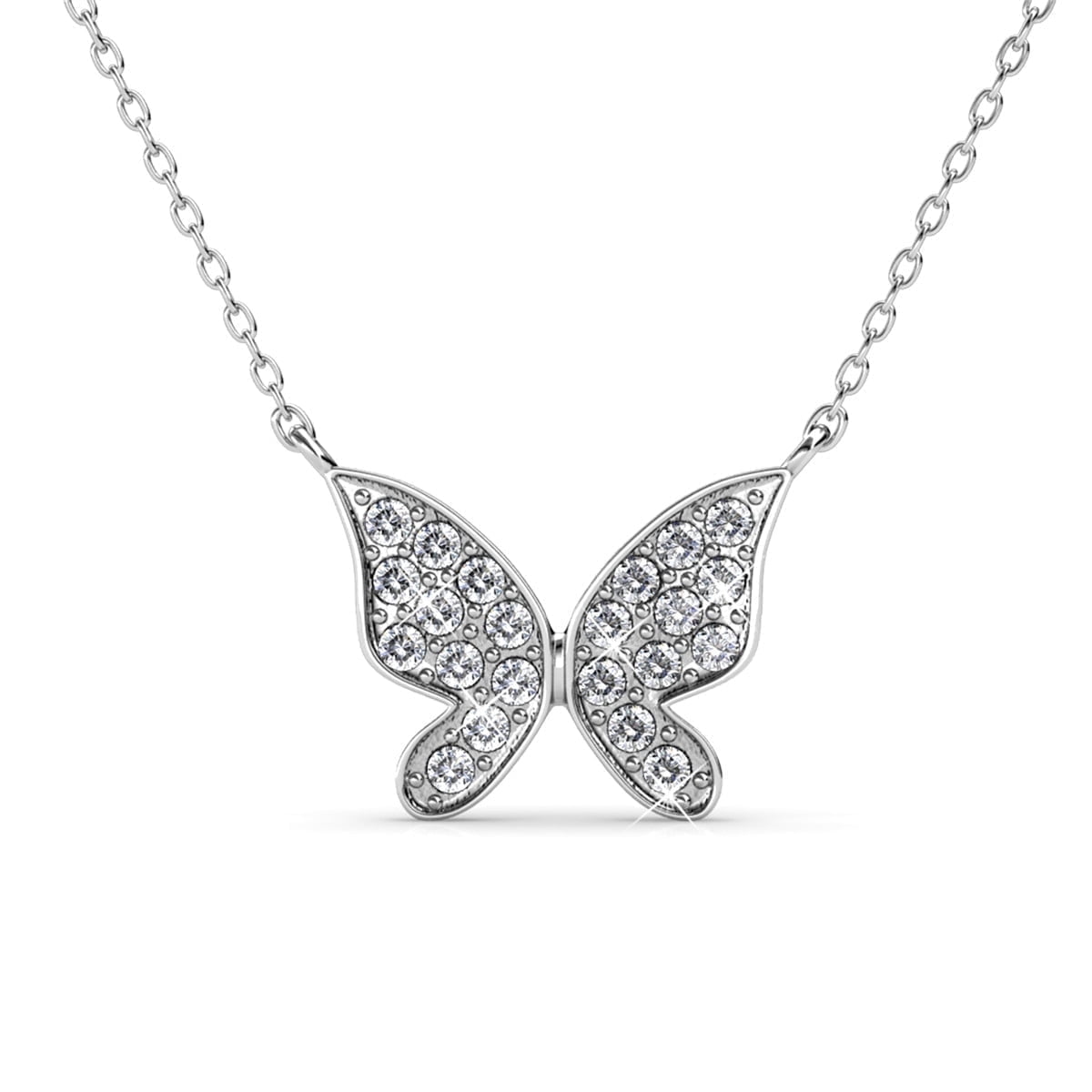 Yuenen 18k White Gold Plated Butterfly Necklace with Swarovski Crystals & Sentimental Message for Daughter