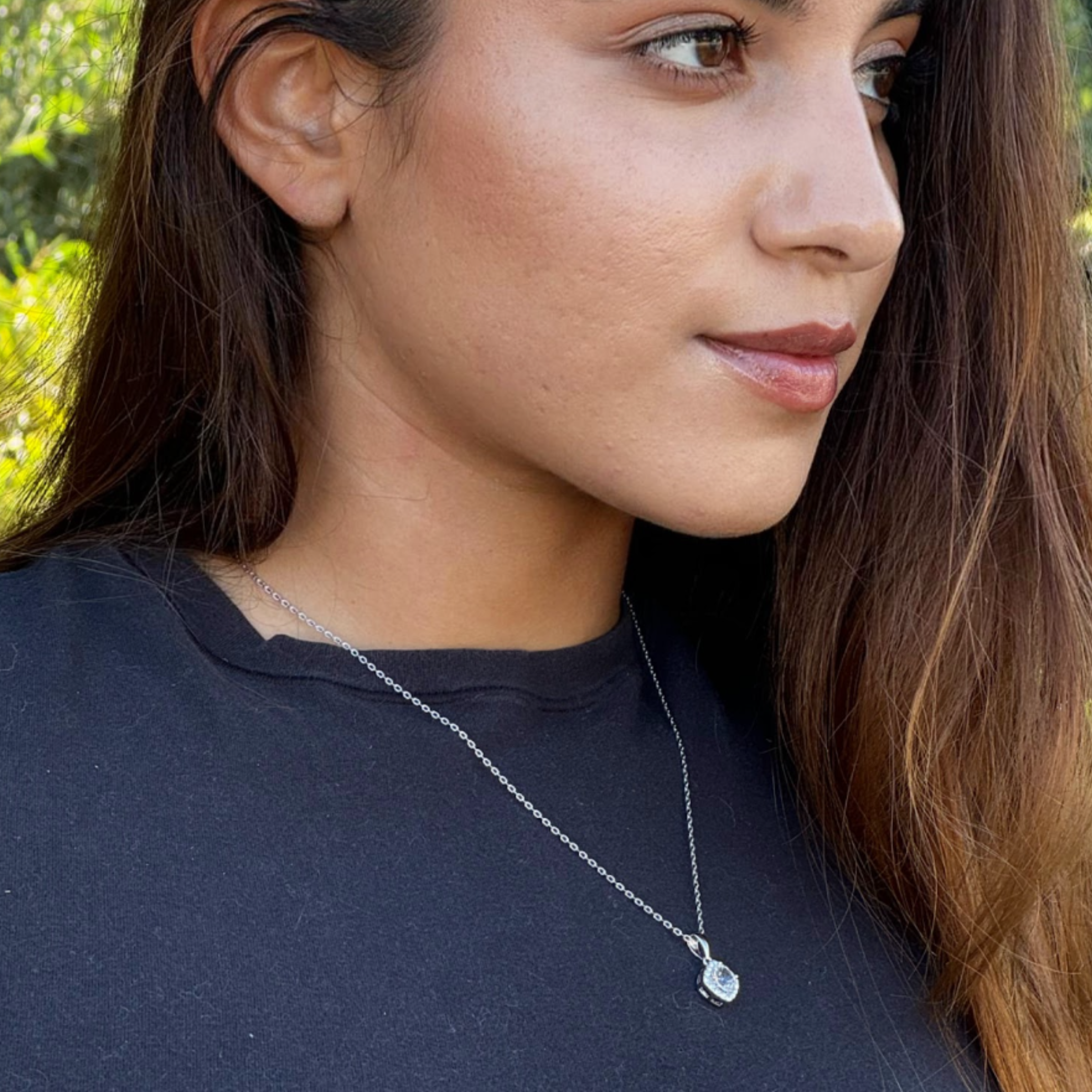Celeste 18k White Gold Plated Pendant Necklace with Swarovski Crystals