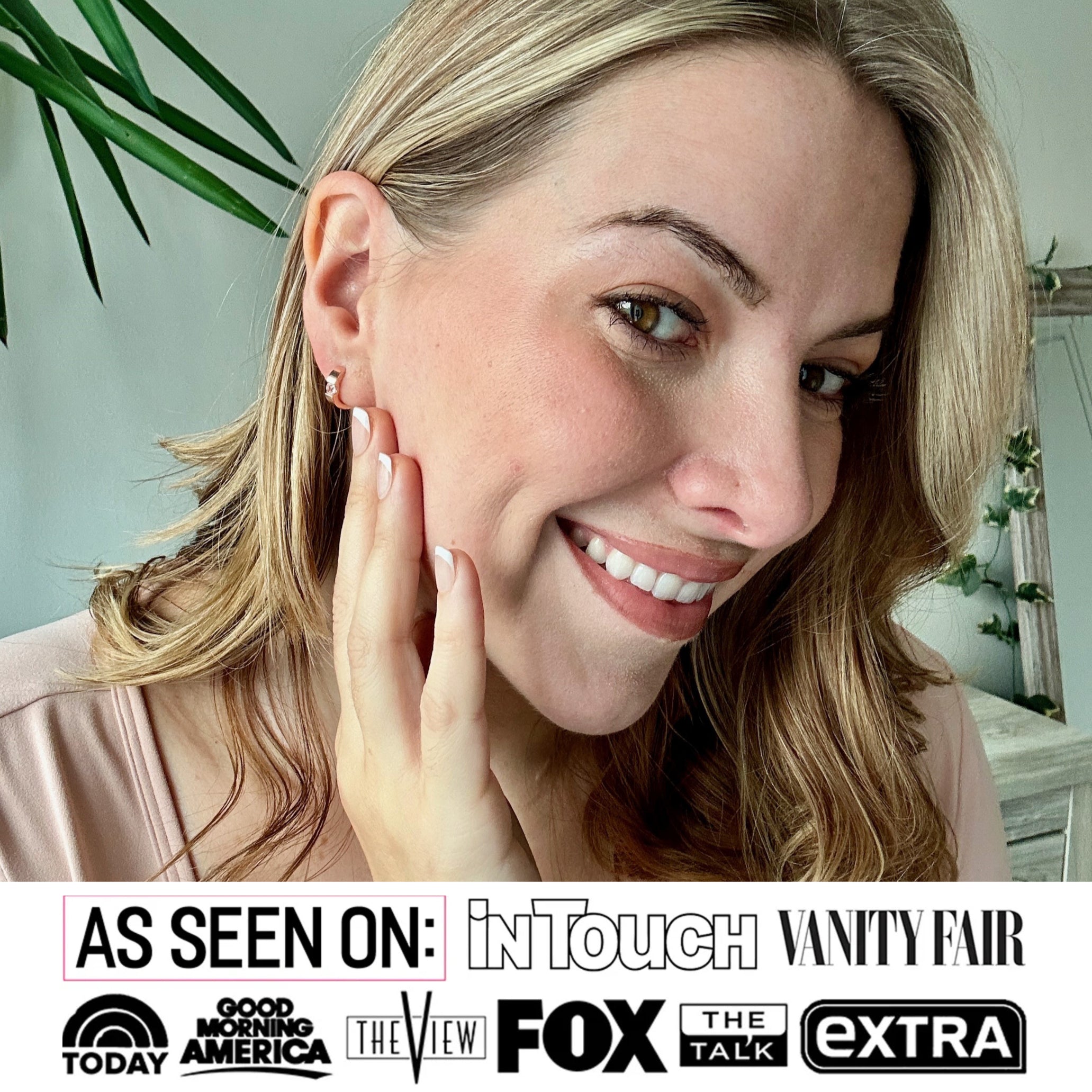 Charlie 18k White Gold Plated 14mm Hoop Earrings with Round Swarovski Crystals