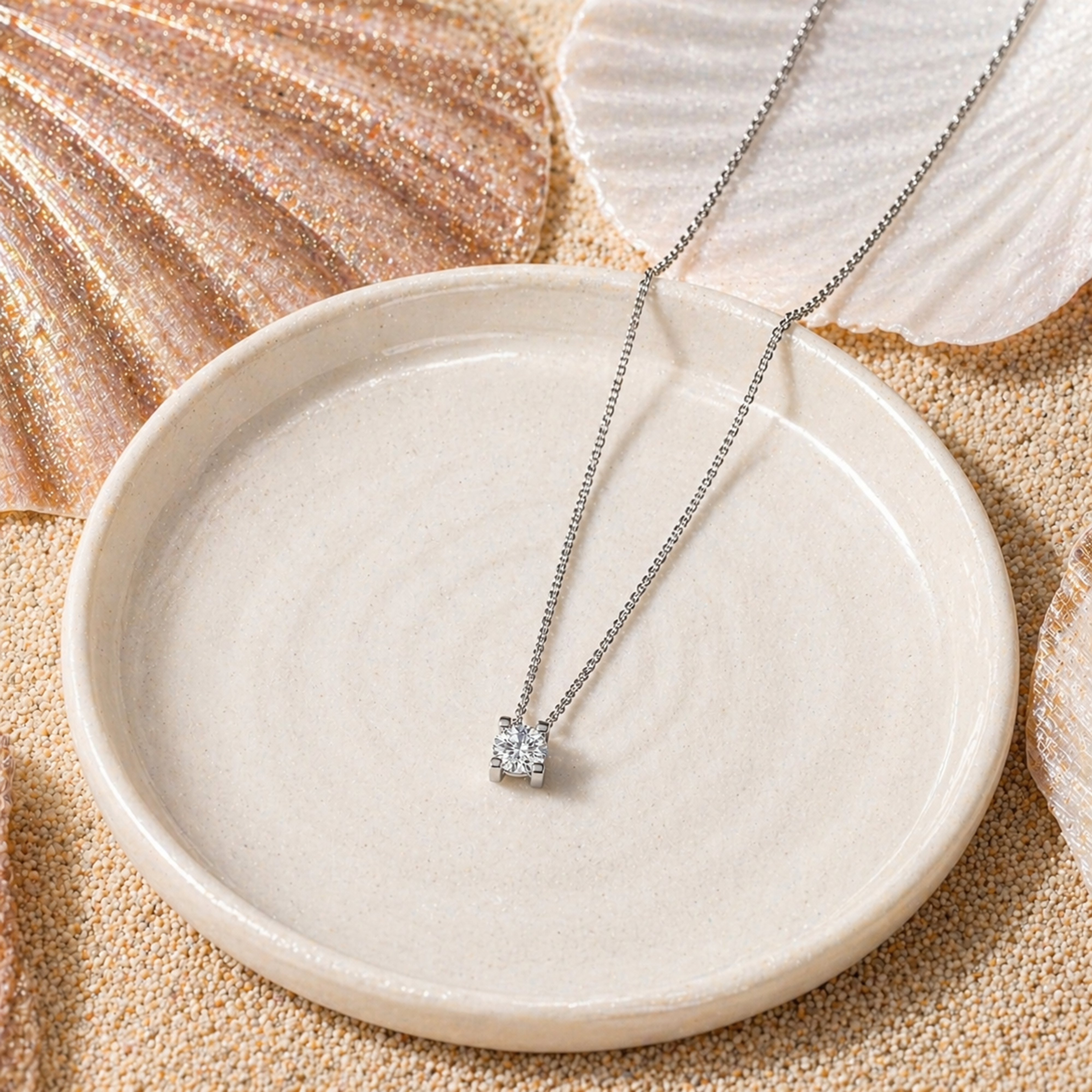 Clara 18k White Gold Plated Pendant Necklace with Solitaire Round Cut Swarovski Crystal - FAB FAV