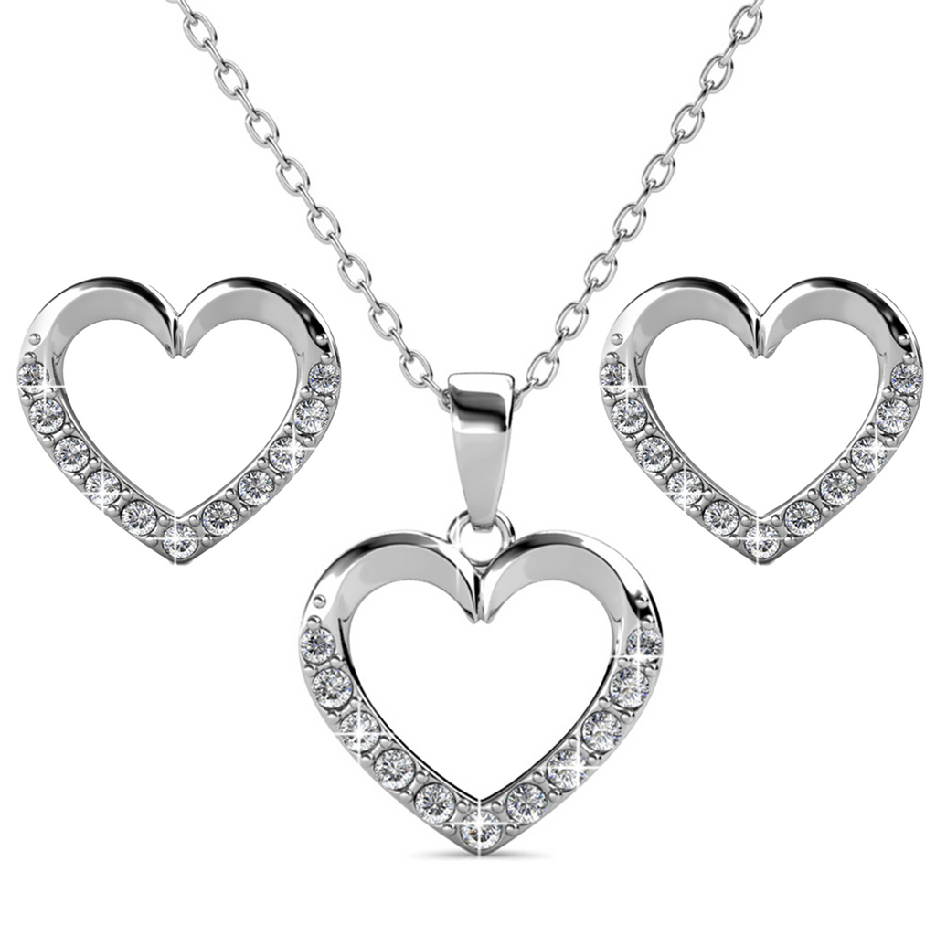 Cate & Chloe Jewelry | Chelsea 18k White Gold Plated Silver Heart