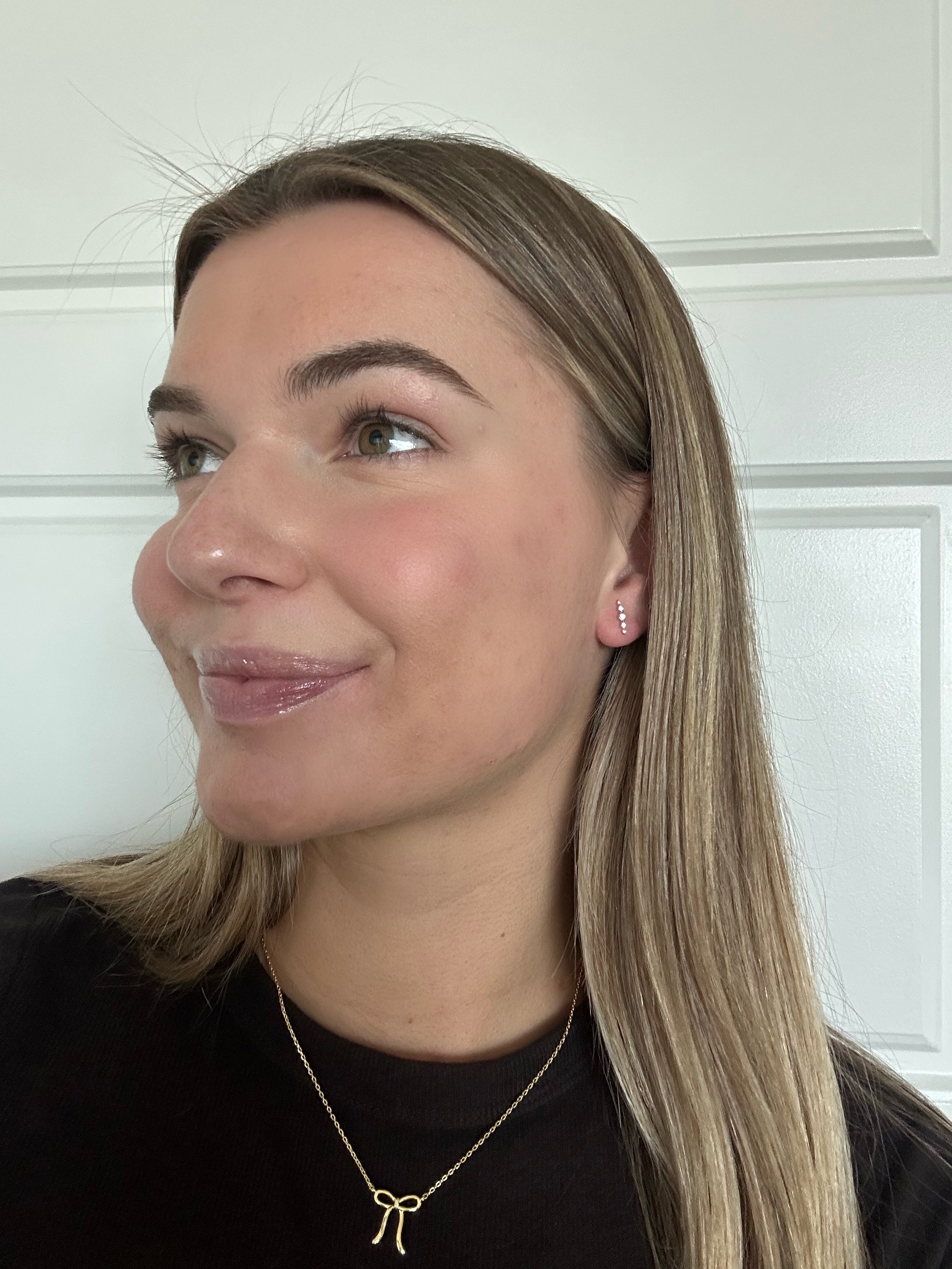 Theadora 18k White Gold Plated Linear Drop Earrings with Swarovski Crystals