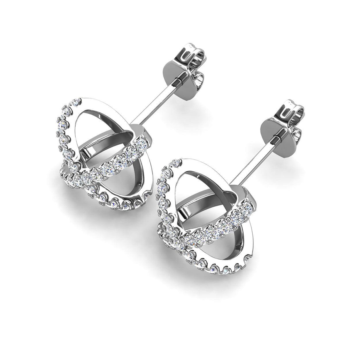 Paige 18k White Gold X Ring Pave Stud Earrings with Simulated Diamond Crystals